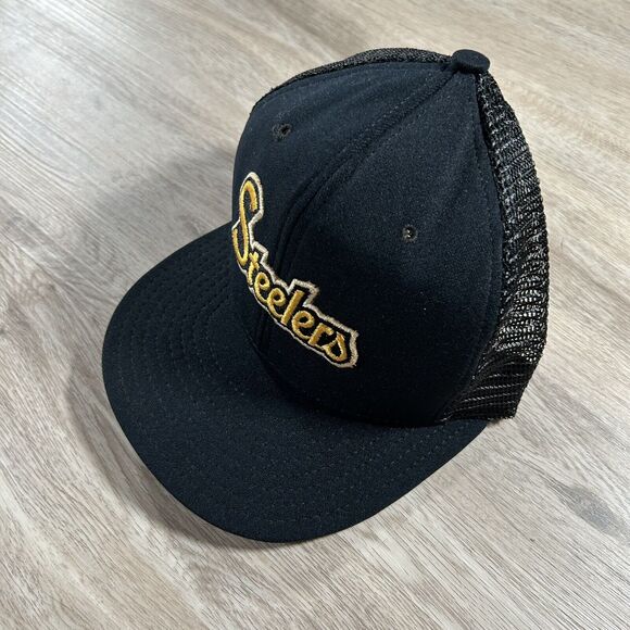 Vintage Pittsburgh Steelers Hat Snapback NFl Football‎ AJD Black Trucker Cap - Picture 8 of 8